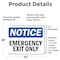 Signmission Exit Sign, Vinyl Decal, 24 in W, 18 in H, Emergency Exit Only OS-2PACK-NS-D-1824-L-11825 - alternate 4
